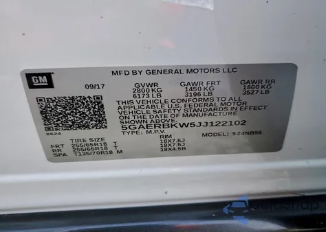 2018 Buick Enclave Essence z USA, uszkodzony, nr VIN 5GAERBKW5JJ122102